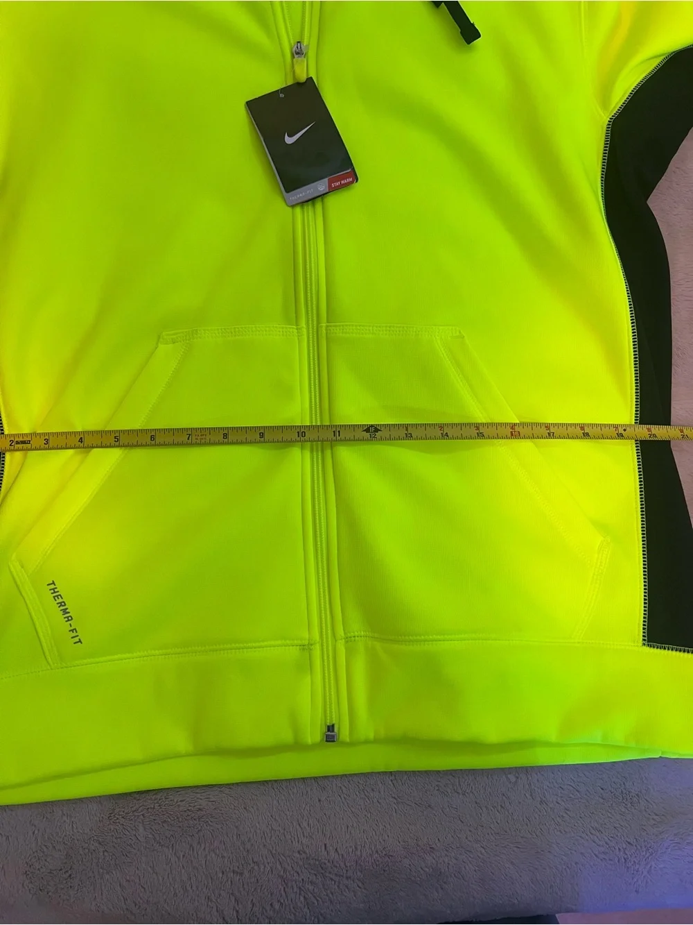 Nike Mens Neon Yellow and Black Full-Zip Therma-Fit Jacket